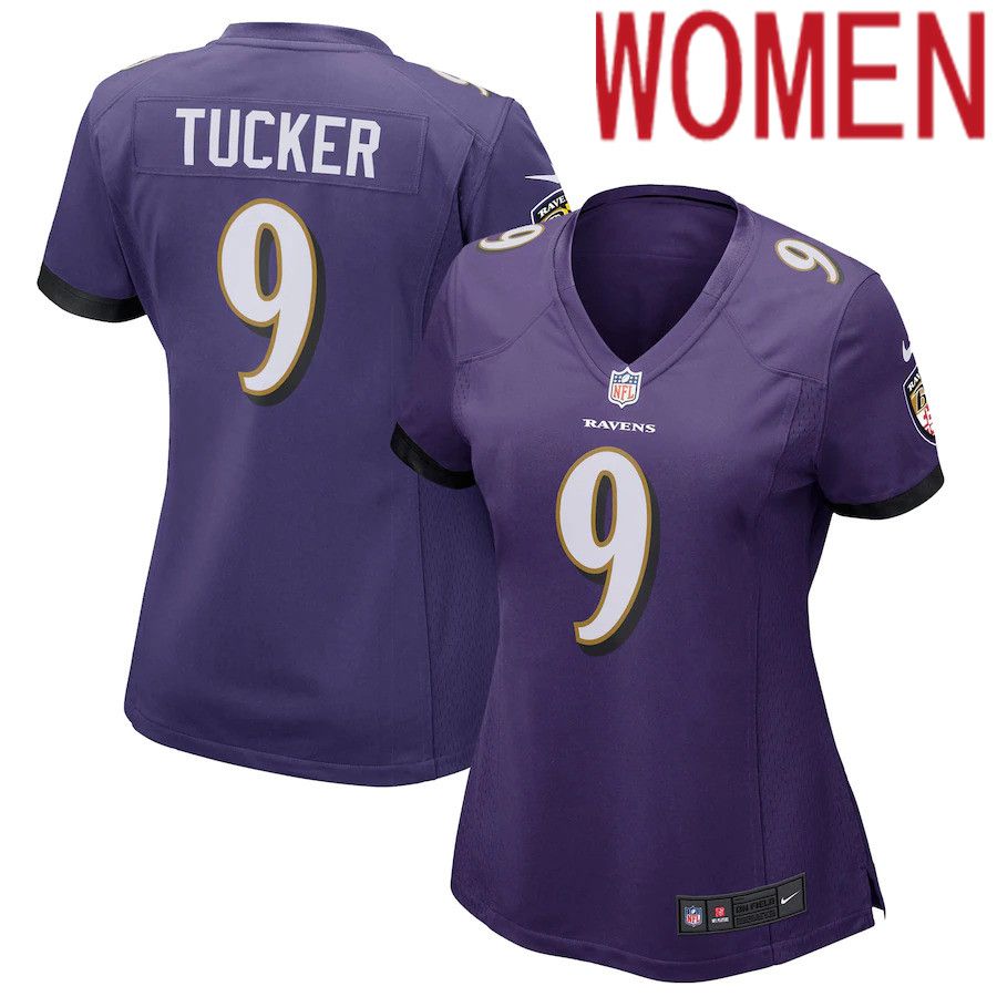 Women Baltimore Ravens #9 Justin Tucker Nike Purple Game Player NFL Jersey->women nfl jersey->Women Jersey